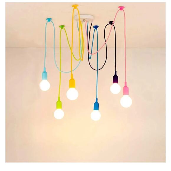 6‑Arm Colorful Rainbow Spider Chandelier – DIY Adjustable Ceiling Light - Picture 2 of 6